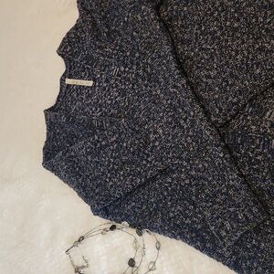 Leo & Nicole Blue and Gray With Black Speckle Knit Cardigan Woman's M